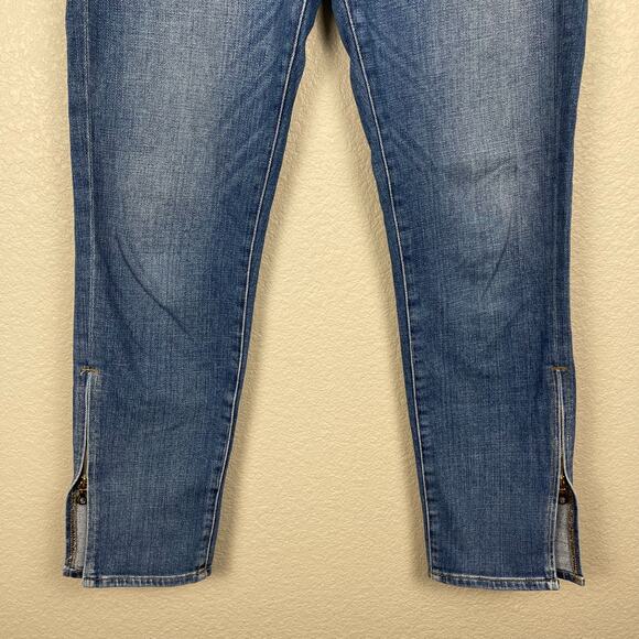 Frame Le Boy Denim Jeans Picadilly Blue Size 27 Distressed Ankle Zip Medium Wash - Picture 8 of 14